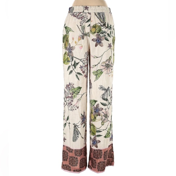 Zara Floral Pants. Size S. Like New. Semi Wide Leg. - Picture 2 of 6